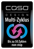 CASO Design Multi-Cycle, up to 50 cycles non-stop, blue-pink circular symbol.