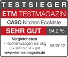 ETM Testmagazin award for Caso Kitchen EcoMate, Very Good, 94.2%, 05/2022