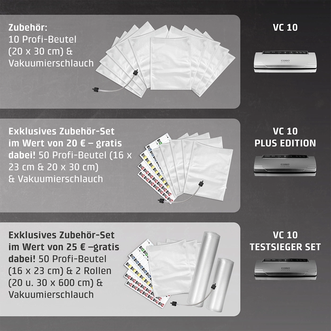 Vakuumierbeutel und Vakuumiergerät im Set.