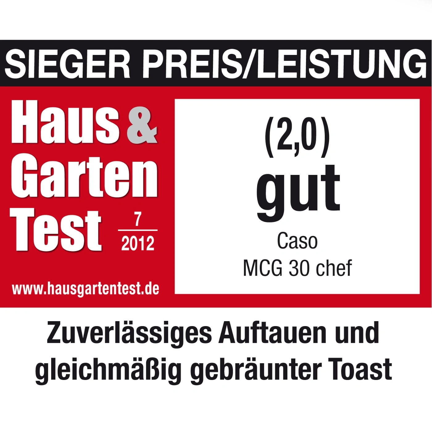 Récompense pour Haus & Garten Test, note 2,0, bon, décongélation fiable et toast uniformément doré
