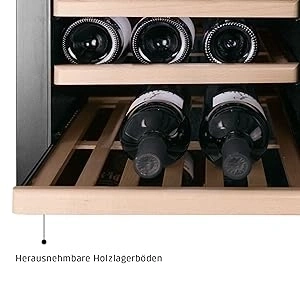 Herausnehmbare Holzlagerböden für Weinflaschen