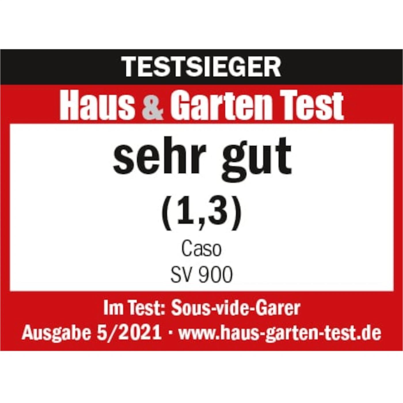 Prix ​​du test pour Caso SV 900, très bon, Haus & Garten Test, numéro 5/2021