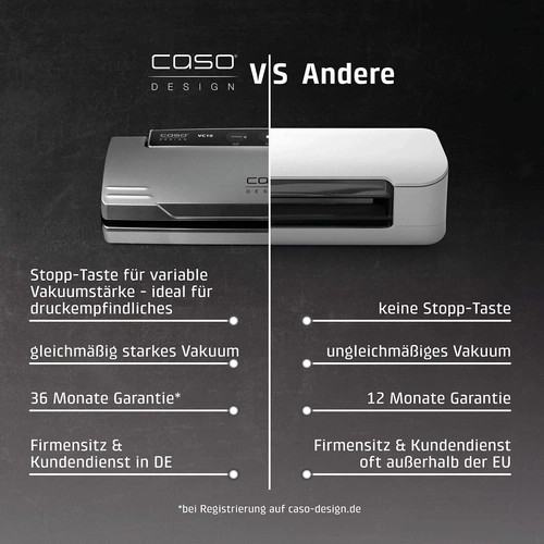 Comparaison des machines sous vide Caso avec d'autres.