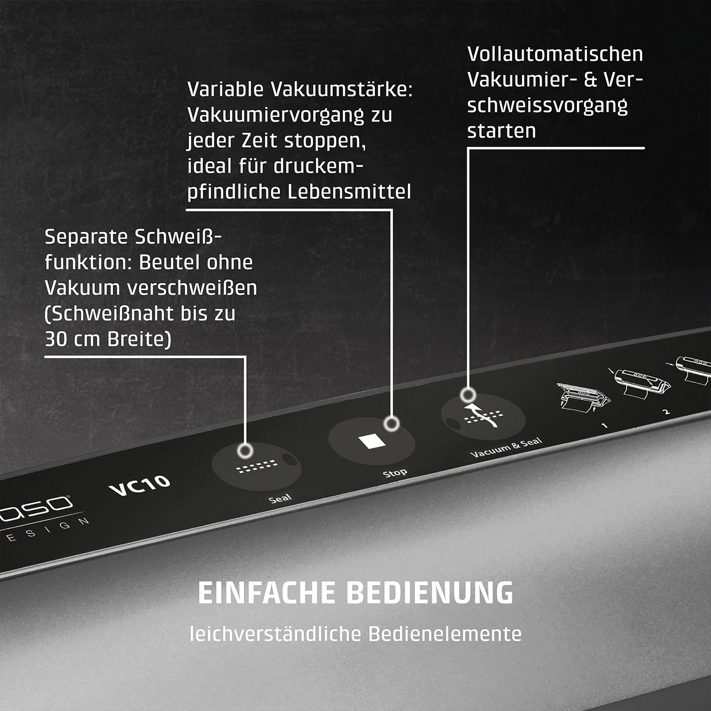 Vakuumierer mit verschiedenen Funktionen und einfacher Bedienung.