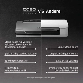 Comparaison des machines sous vide Caso avec d'autres.