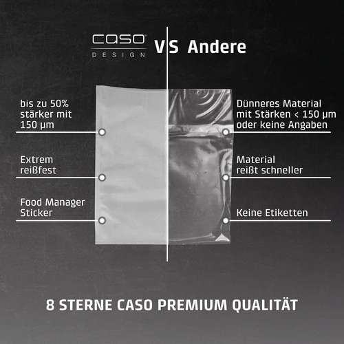 CASO Professional stand-up bag set, 25 pcs Structured bag for vacuum sealing