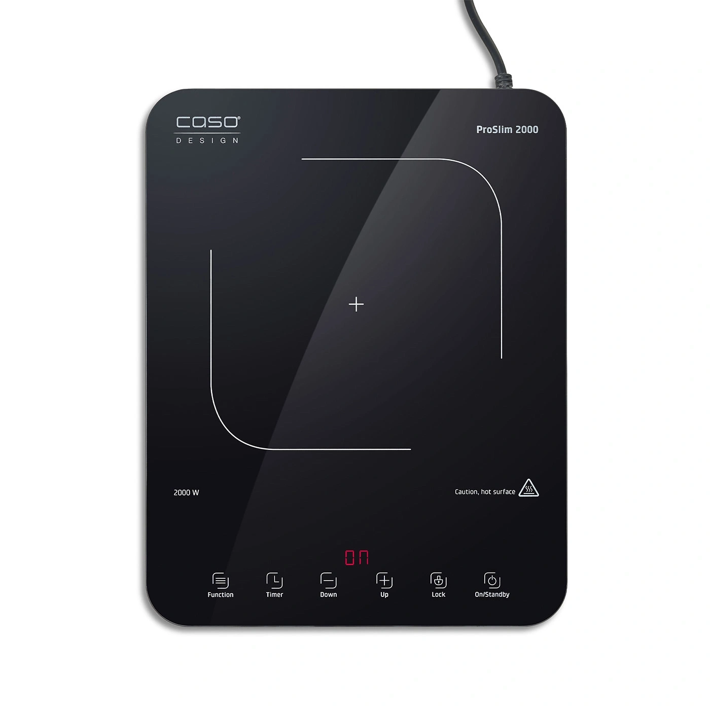 Schwarzes Induktionskochfeld mit Bedienfeld, ProSlim 2000, 2000W, Caso Design.