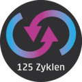 Circular logo with arrows and text: 125 cycles on a dark background