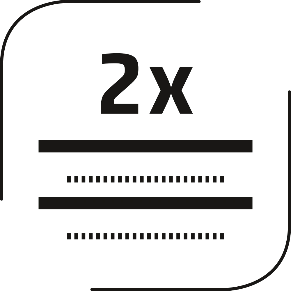 2x, two layers, two lines, dotted line, coating symbol, double coating