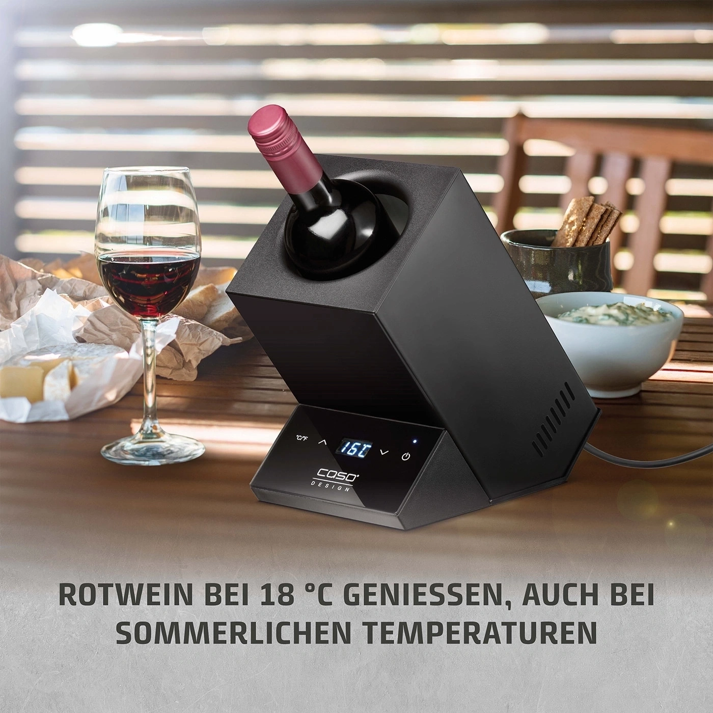 CASO WineCase One Black Design Weinkühler für eine Flasche
