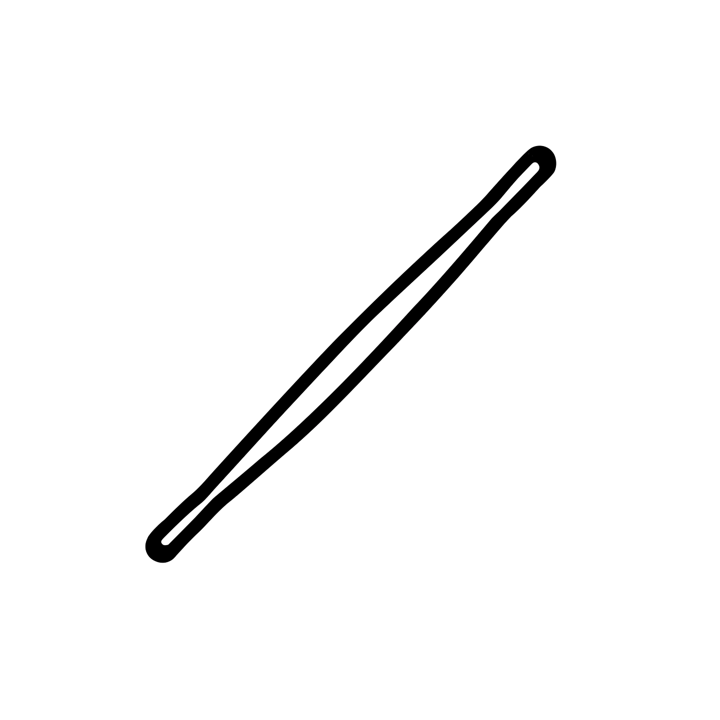 Strichzeichnung eines Stabs, der diagonal von links unten nach rechts oben verläuft