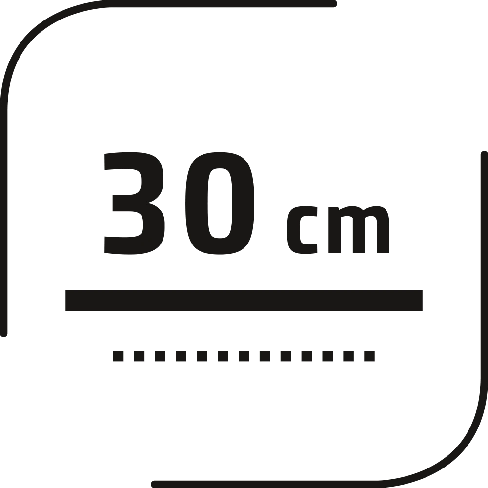 30 cm, schwarze Schrift, Maßangabe, schwarze Linie, gepunktete Linie, quadratisch