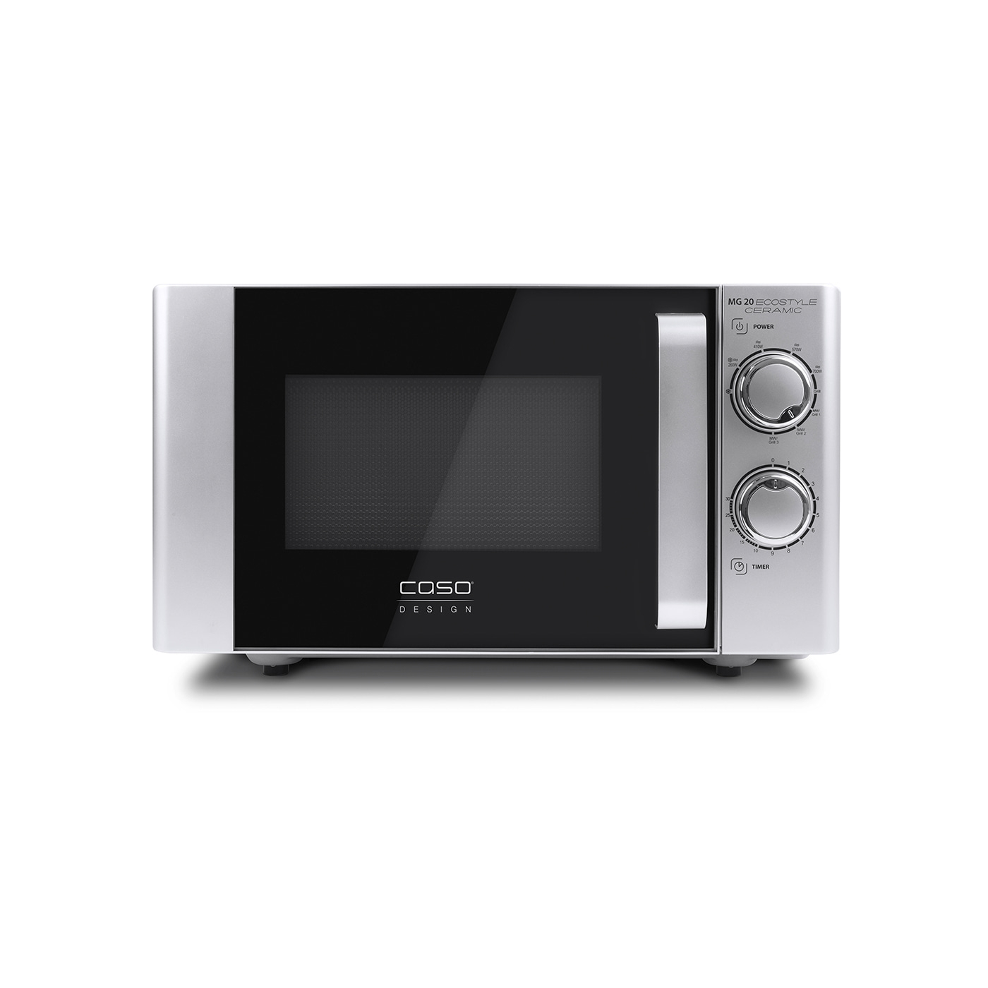 Mikrowelle, silber, Caso Design, MG 20, Ecostyle, Keramik, Bedienknöpfe, Timer, Küche, Gerät