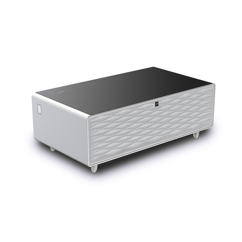 CASO Sound & Cool White Table lounge avec compartiments réfrigérés, soundbar & possibilités de chargement