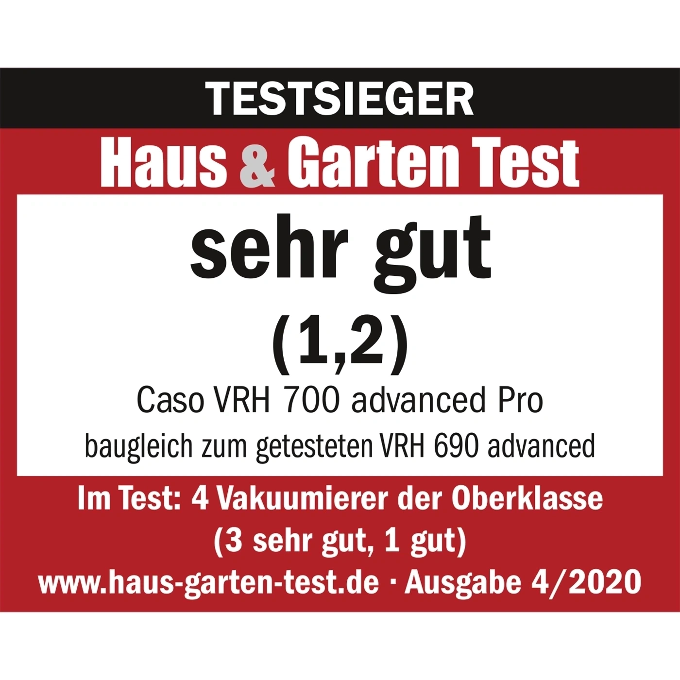 Vainqueur du test Maison & Jardin très bien (1,2) Caso VRH 700 advanced Pro