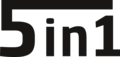 Black '5 in 1' text on white background, suitable for various product applications and branding.