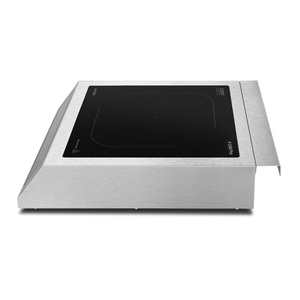 Induction cooktop, stainless steel, black cooking surface, modern design, kitchen, cooking, appliance, electric