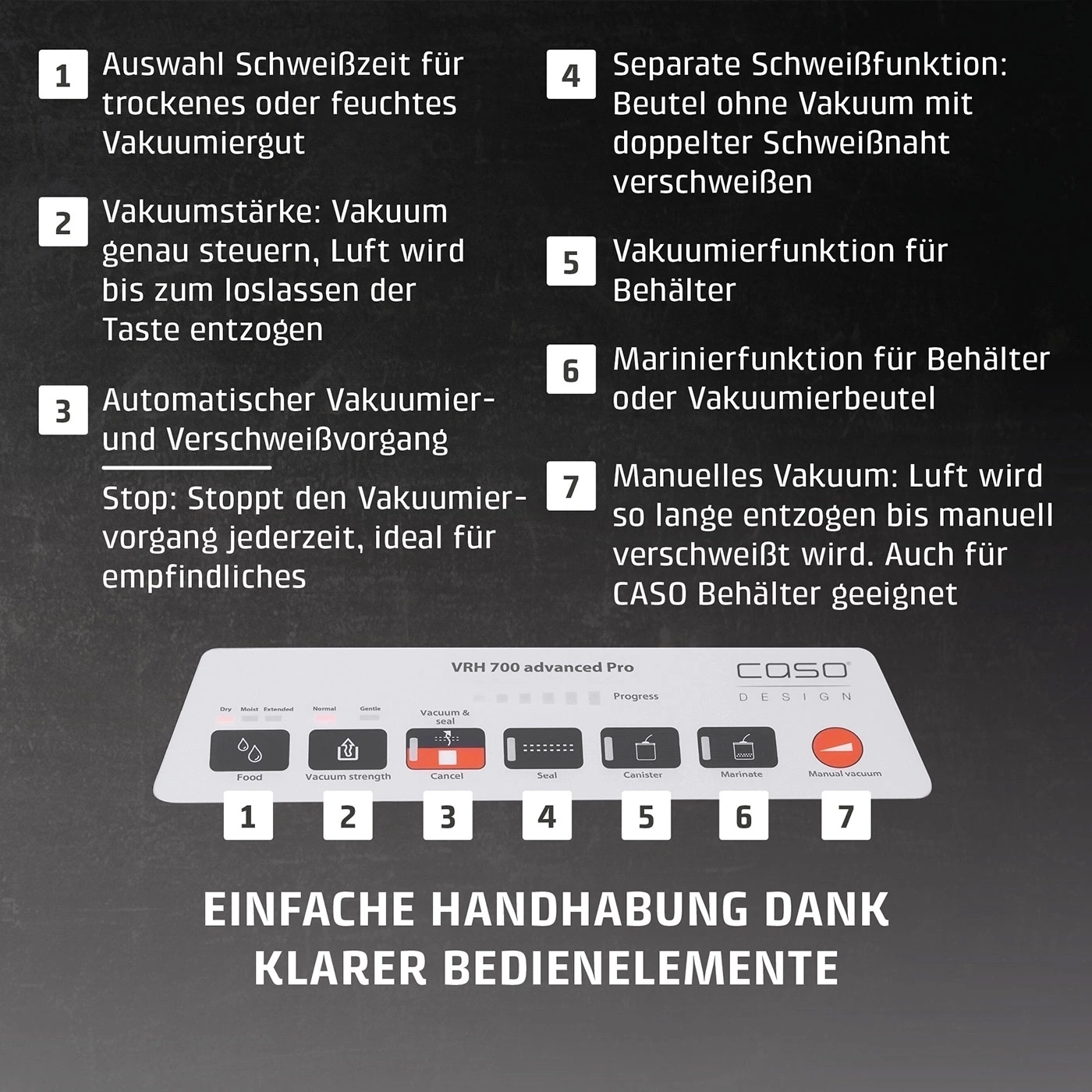 CASO VRH 700 advanced pro Machine à vide à barres