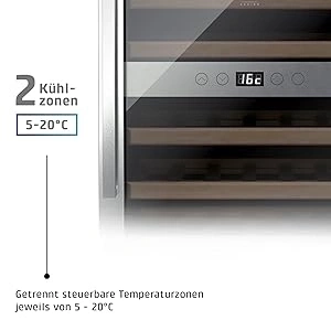 Weinkühlschrank mit zwei Kühlzonen, Temperatur 5-20°C