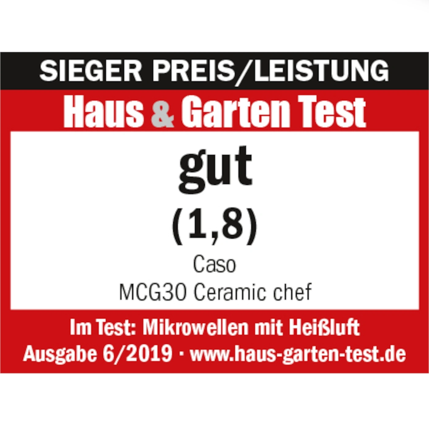 Récompense micro-ondes: Haus & Garten Test, bon (1.8), Caso MCG30 Ceramic chef, air chaud