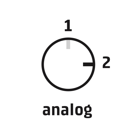 Horloge analogique avec les chiffres 1 et 2, fond noir, mesure du temps.