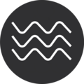 Aquarius symbol, waves in a circle, astrological sign, water sign, white on grey