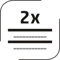 2x, zwei Schichten, zwei Linien, gepunktete Linie, Symbol für Beschichtung