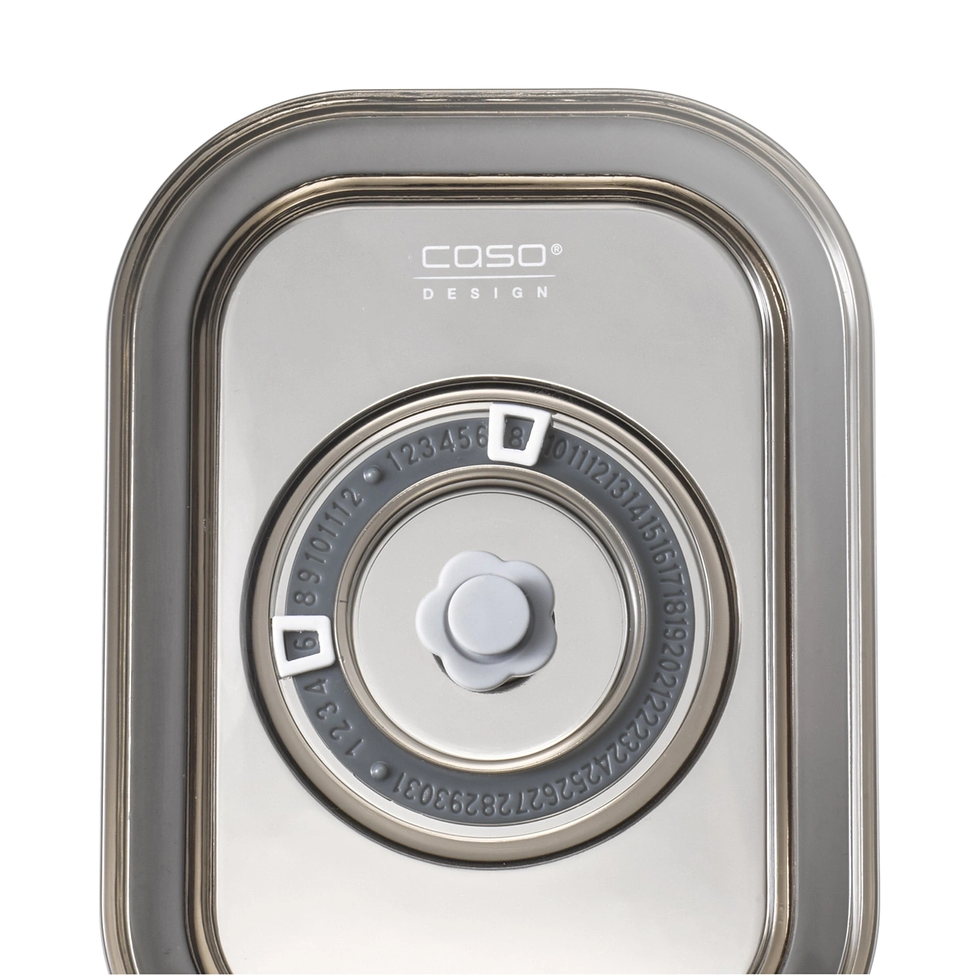 Récipient en acier inoxydable avec fermeture rotative et affichage de la date, Caso Design