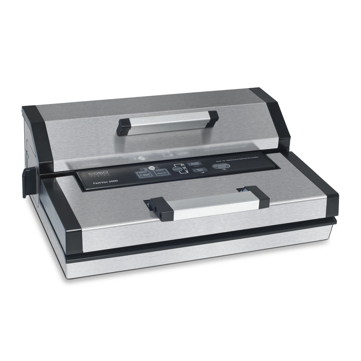 Caso Fast Vac 3000 vacuum sealer, stainless steel, control panel, sealing, marinating, vacuum strength
