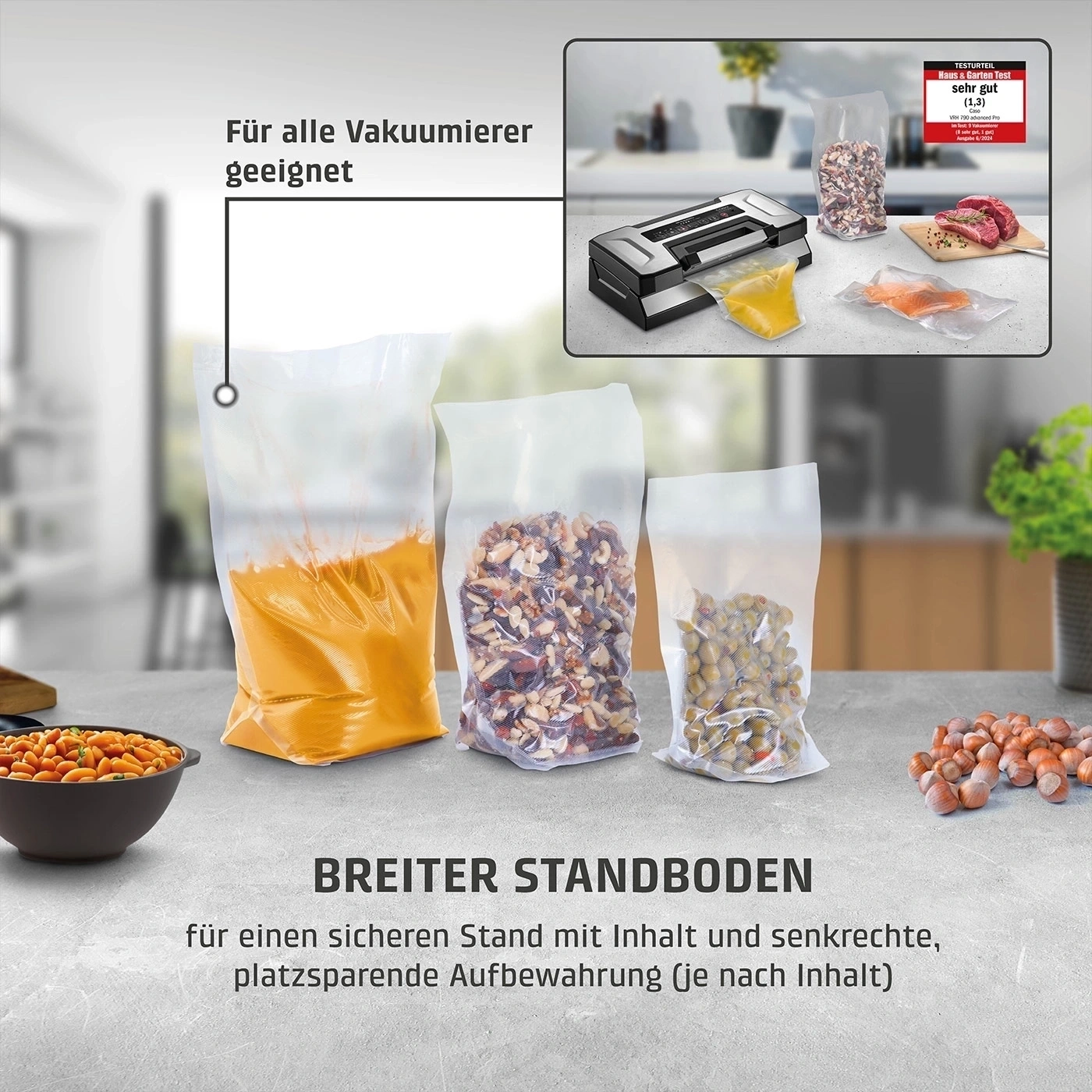 CASO Professional stand-up bag set, 25 pcs Structured bag for vacuum sealing