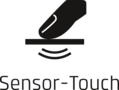 Symbole Sensor-Touch, doigt touchant surface, concept technologique, noir et blanc