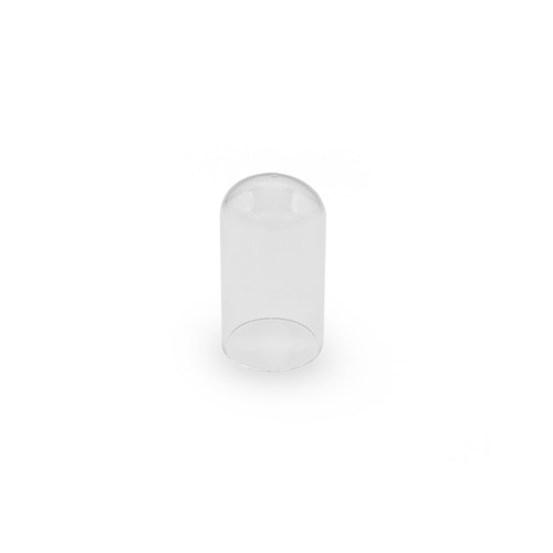Glaskuppel, transparent, zylindrisch, mit abgerundeter Oberseite, auf weißem Hintergrund