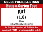 Auszeichnung für Mikrowelle Caso MG 20 Ecostyle Ceramic, Note gut (1,8) im Haus & Garten Test.