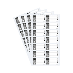 Labels with QR codes and question marks for food labeling and tracking.