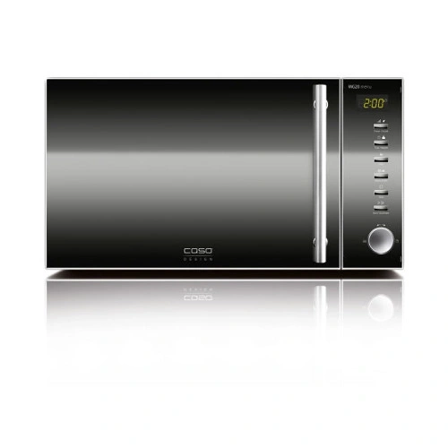 Micro-ondes noir avec affichage numérique, Caso Design, appareil de cuisine moderne, brillant