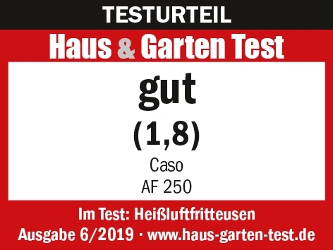 Test result Haus & Garden Test good (1.8) Caso AF 250 Air Fryers Issue 6/2019