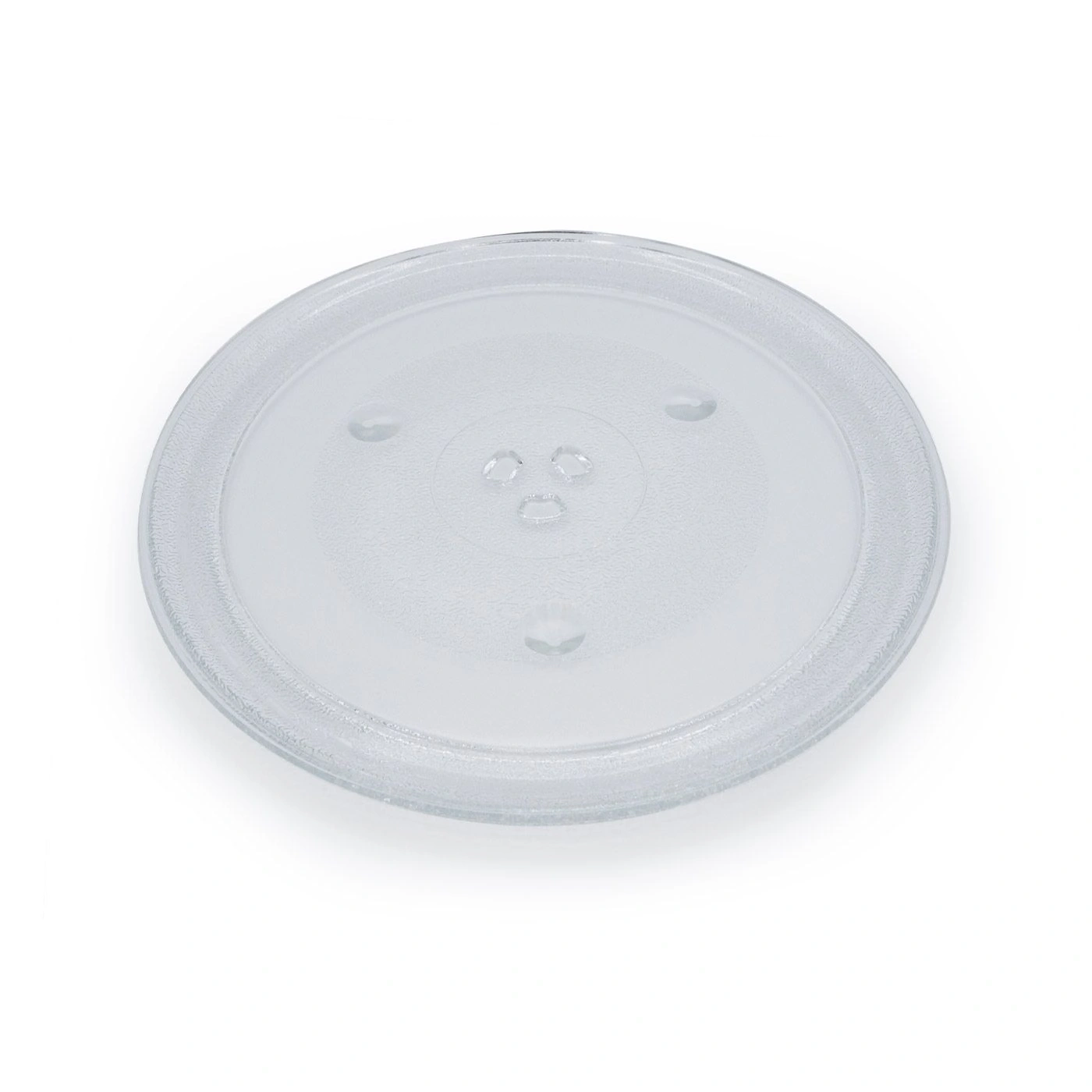Assiette en verre pour micro-ondes, ronde, transparente, avec trois petits trous