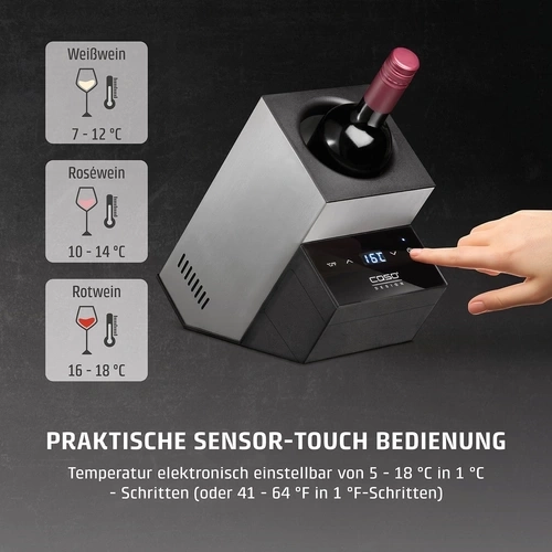 WineCase Deluxe Inox Refroidisseur à vin design pour une bouteille