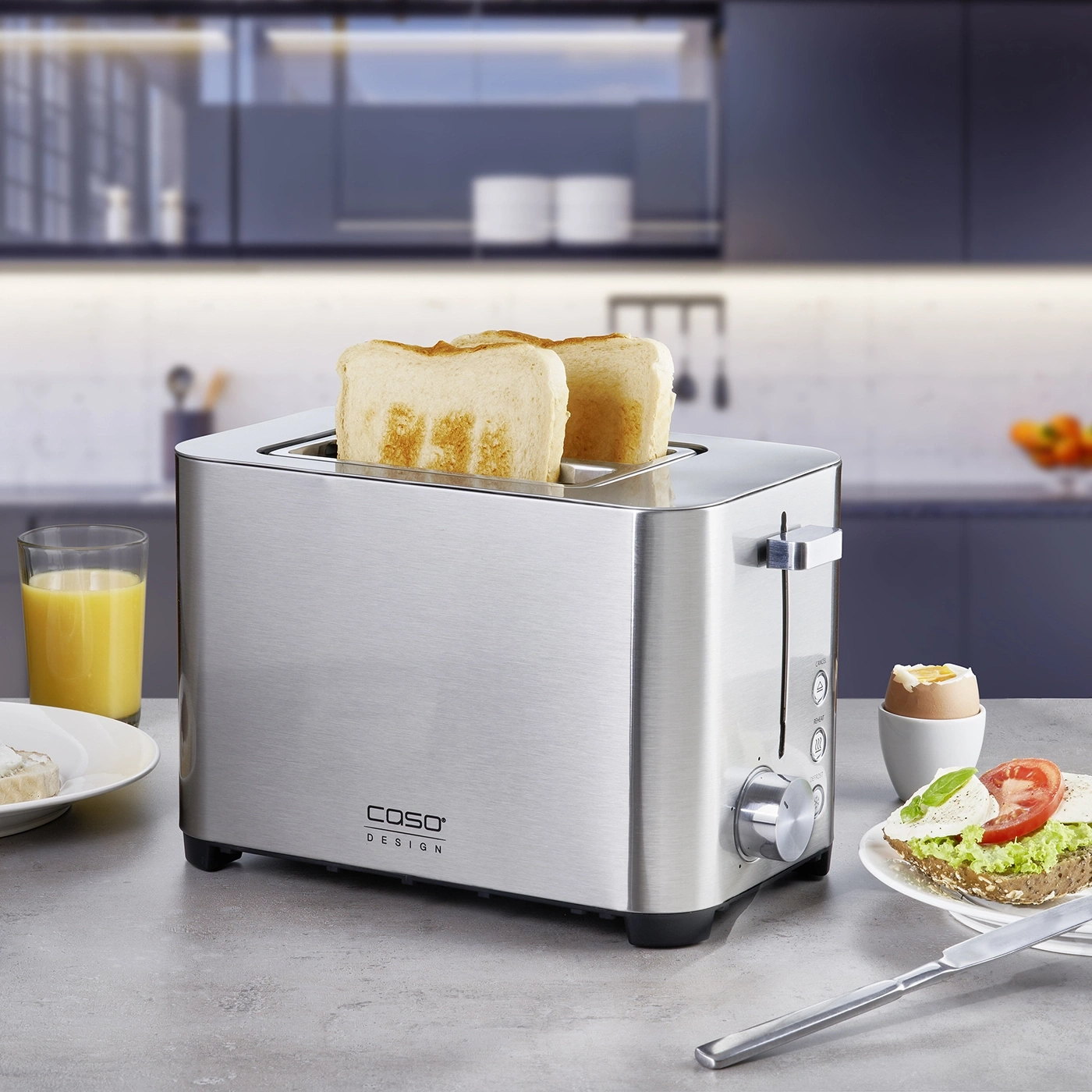 Toaster mit Toast, Frühstück, Küche, Essen, Brot, Edelstahl, Mahlzeit, Küche, Toastbrot