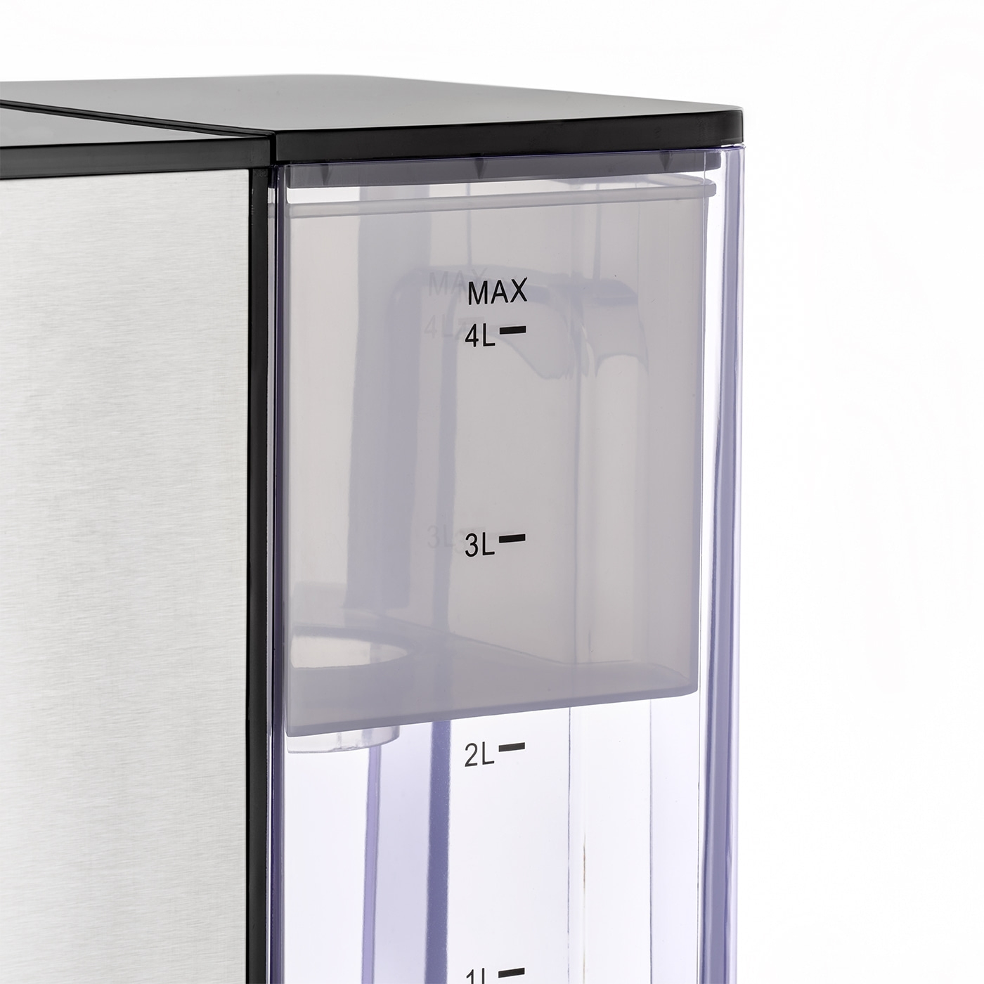Coffee machine water tank, measuring scale, 4L, 3L, 2L, MAX, transparent, stainless steel