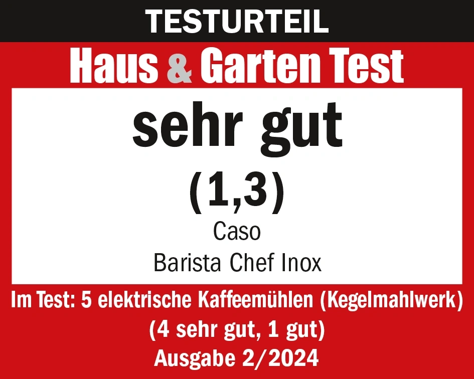 Résultat du test Haus & Garten Test, très bon (1.3), Caso Barista Chef Inox, numéro 2/2024