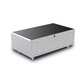 CASO Sound & Cool White Table lounge avec compartiments réfrigérés, soundbar & possibilités de chargement