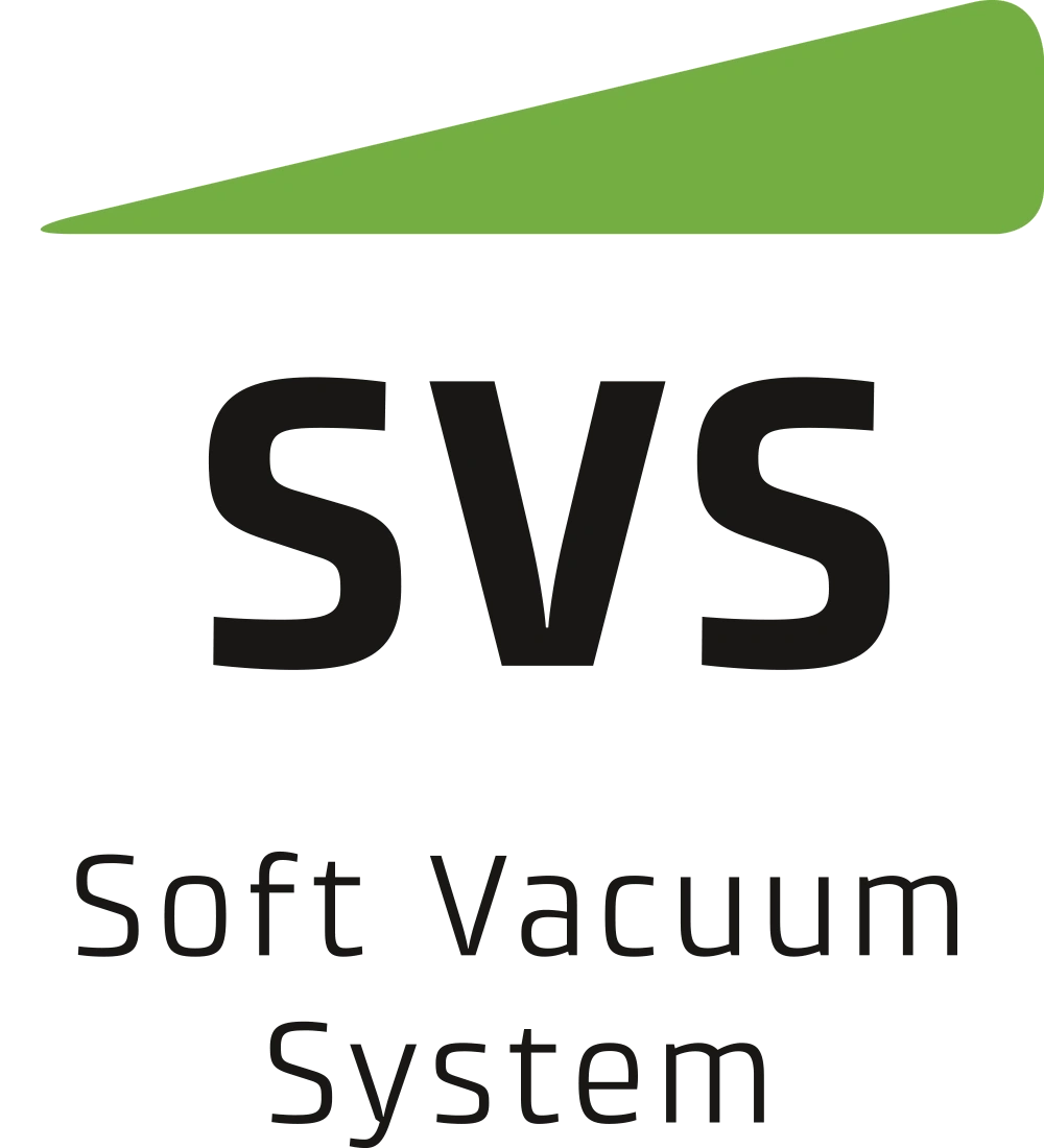 SVS Soft Vacuum System logo with green element and black font