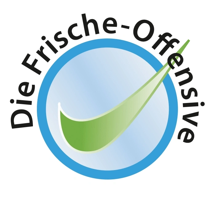 Logo mit Text 'Die Frische-Offensive' und grünem Haken in blauem Kreis.