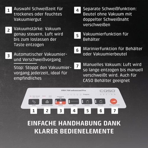 CASO VRH 700 advanced pro Machine à vide à barres