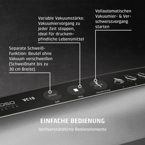 Scelleuse sous vide avec diverses fonctions et opération simple.