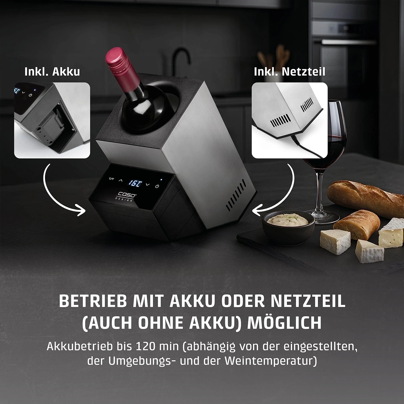WineCase Deluxe Inox Refroidisseur à vin design pour une bouteille