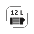 Battery with 12 L capacity, black symbol on black background