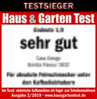 Testeur Haus & Garten Test, note 1.0, très bon, Caso Design Barista Flavour 1832, amateurs de café