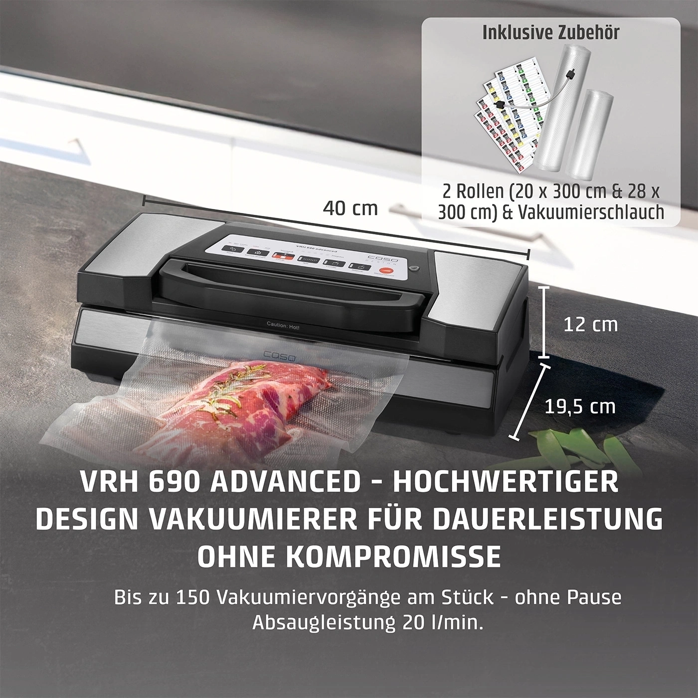 High-quality vacuum sealer with accessories, perfect for lasting performance.